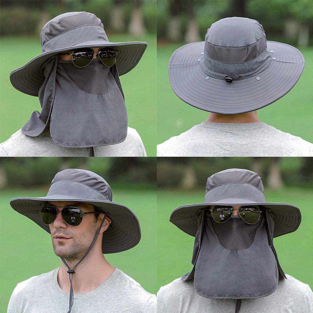 Outdoor Wide Brim Fishing Hat With Face Neck Flap