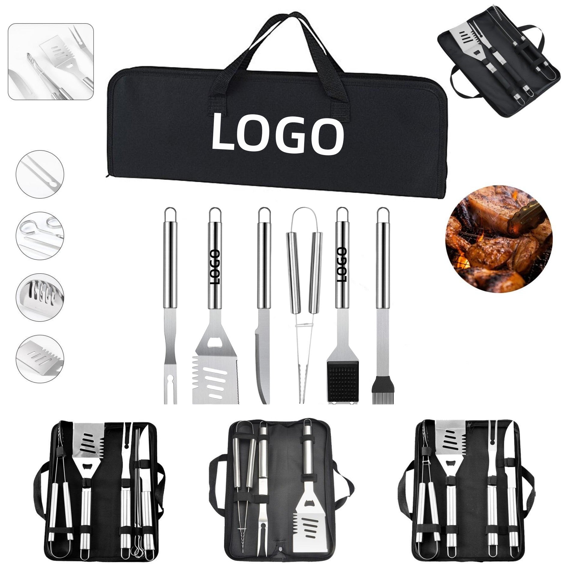 Handbag Soft Touch BBQ Set Stainless Steel Fittings