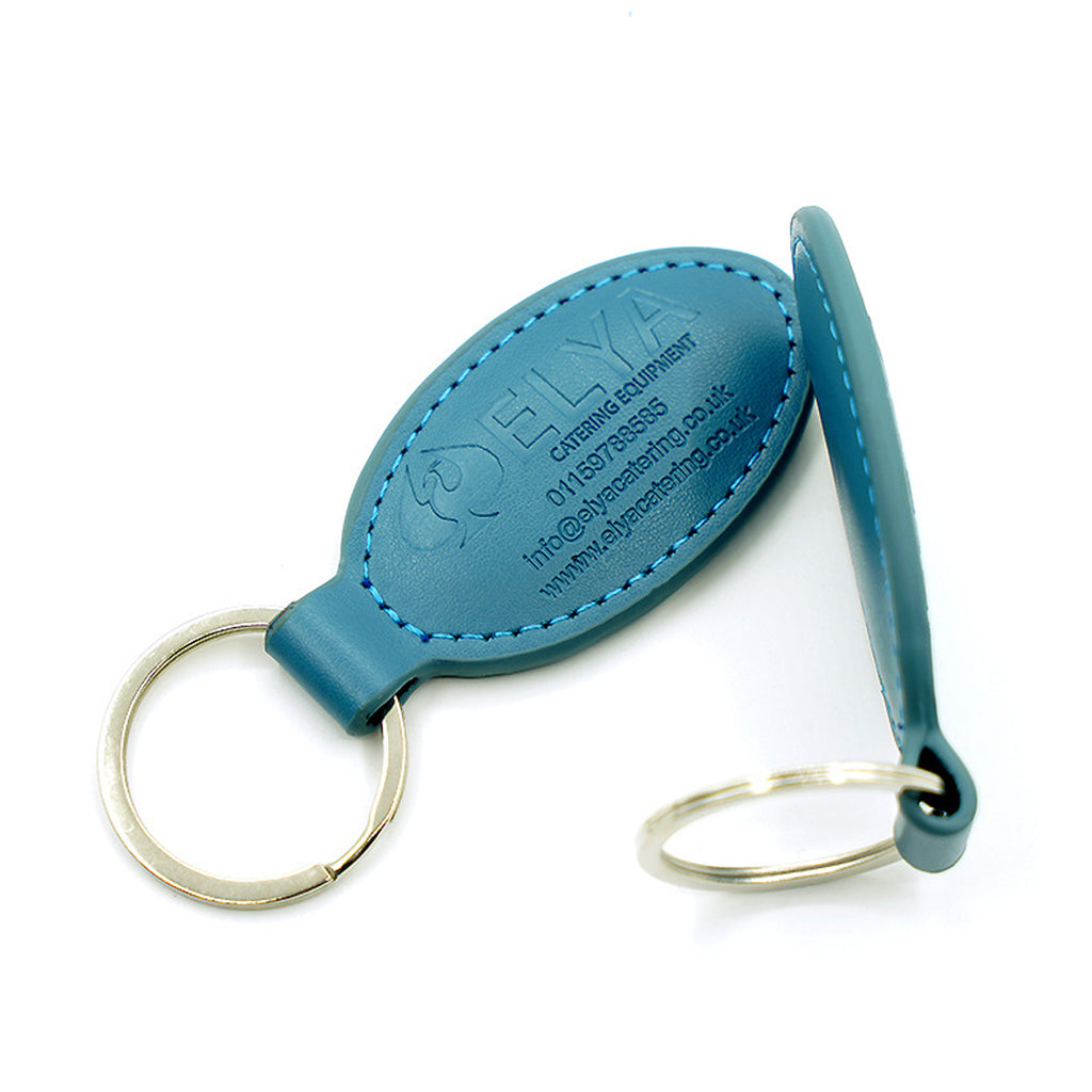 Oval Double Leather Keychain