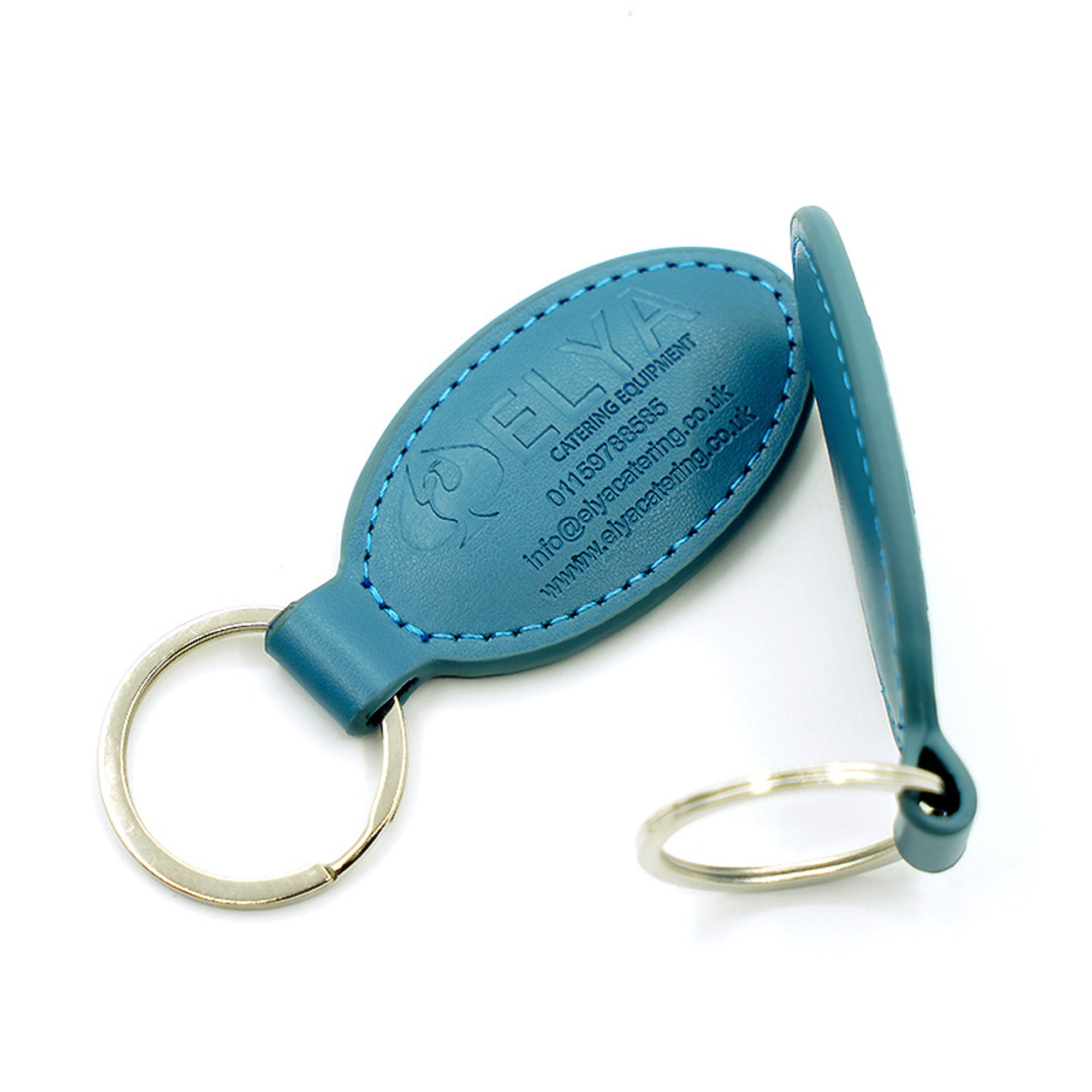 Oval Double Leather Keychain