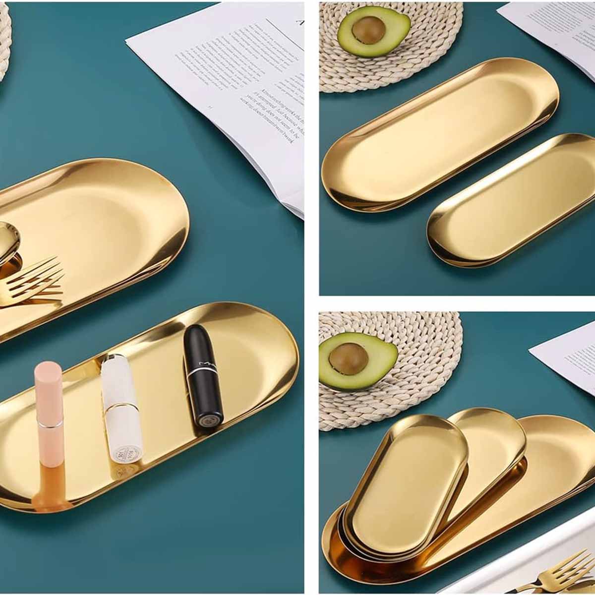 Golden Stainless Steel Decorative Tray