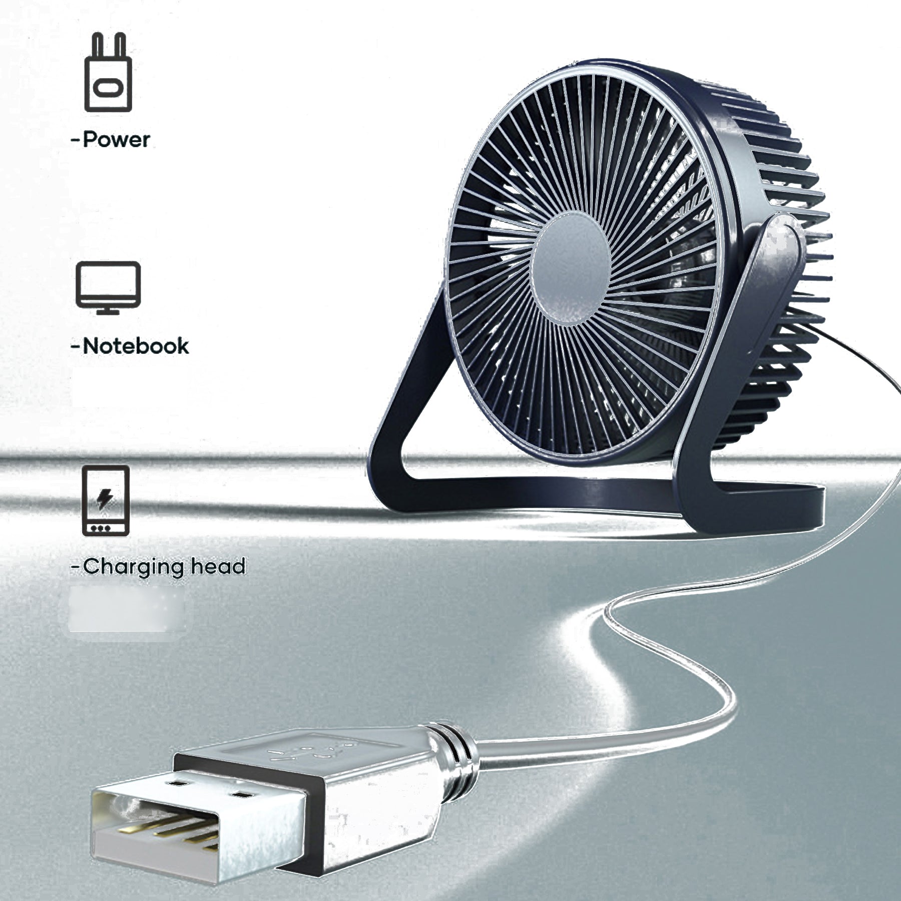 6-inch Quiet 2 Speeds Wind USB Desk Small Fan