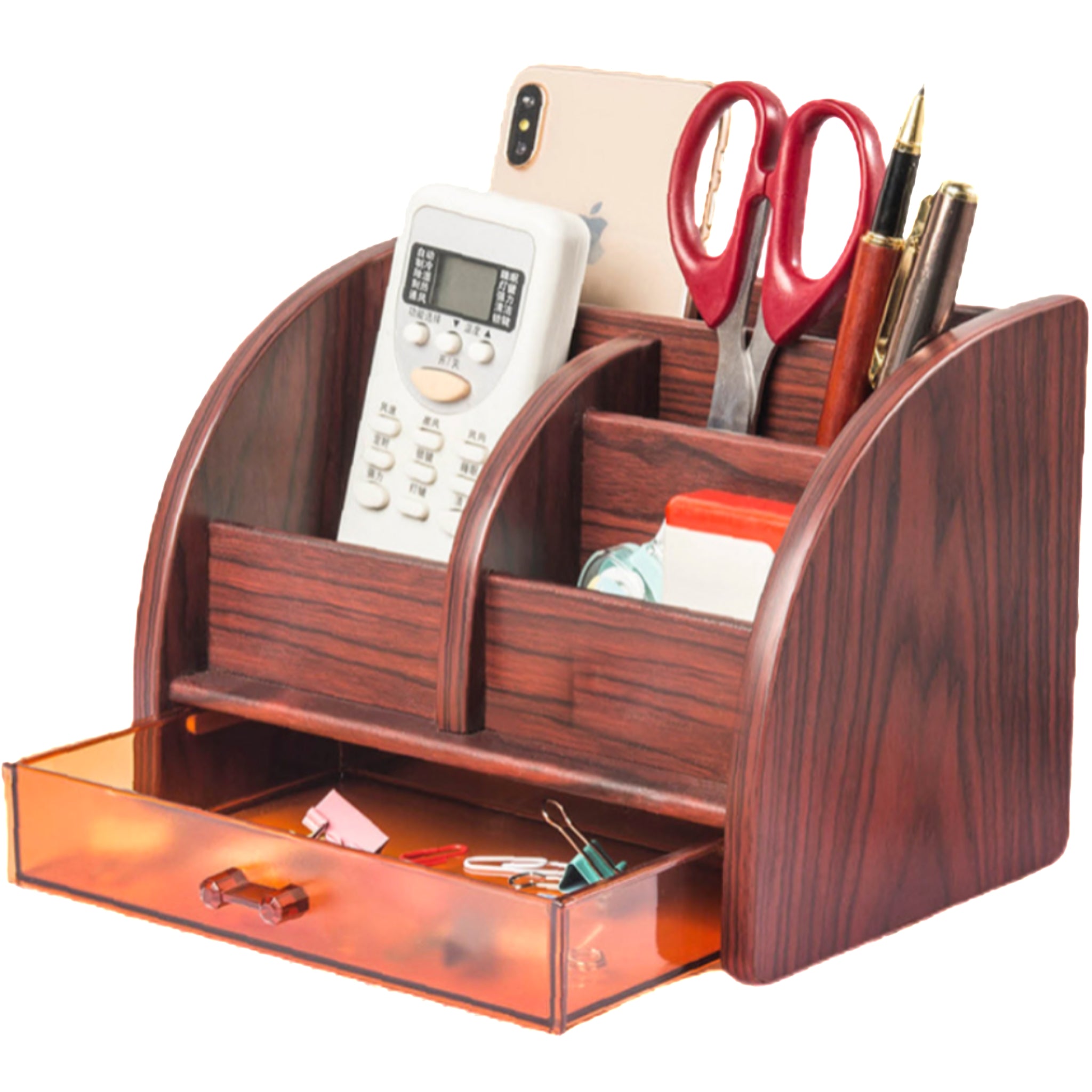 Multi-Functional Wooden Desk Storage Unit