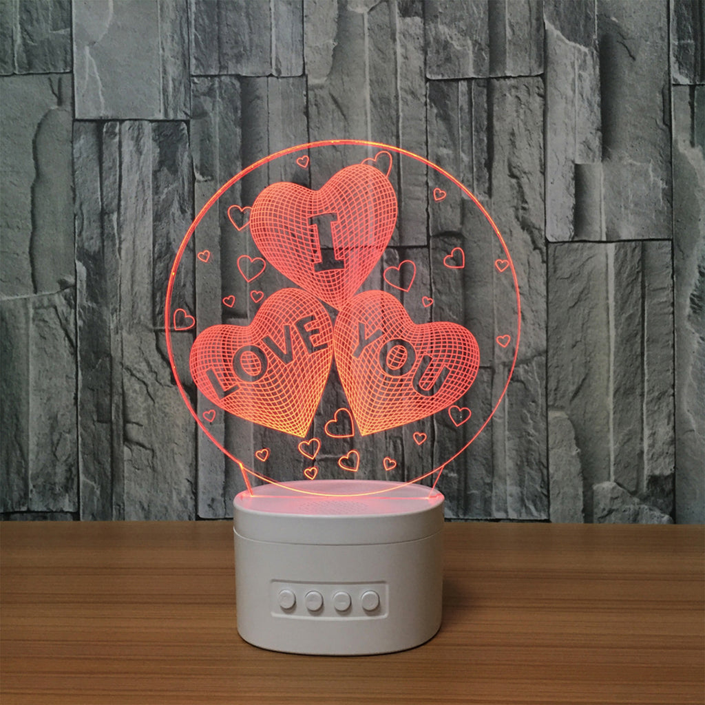 Customizable Pattern 3D Acrylic Night Light With Bluetooth Speaker