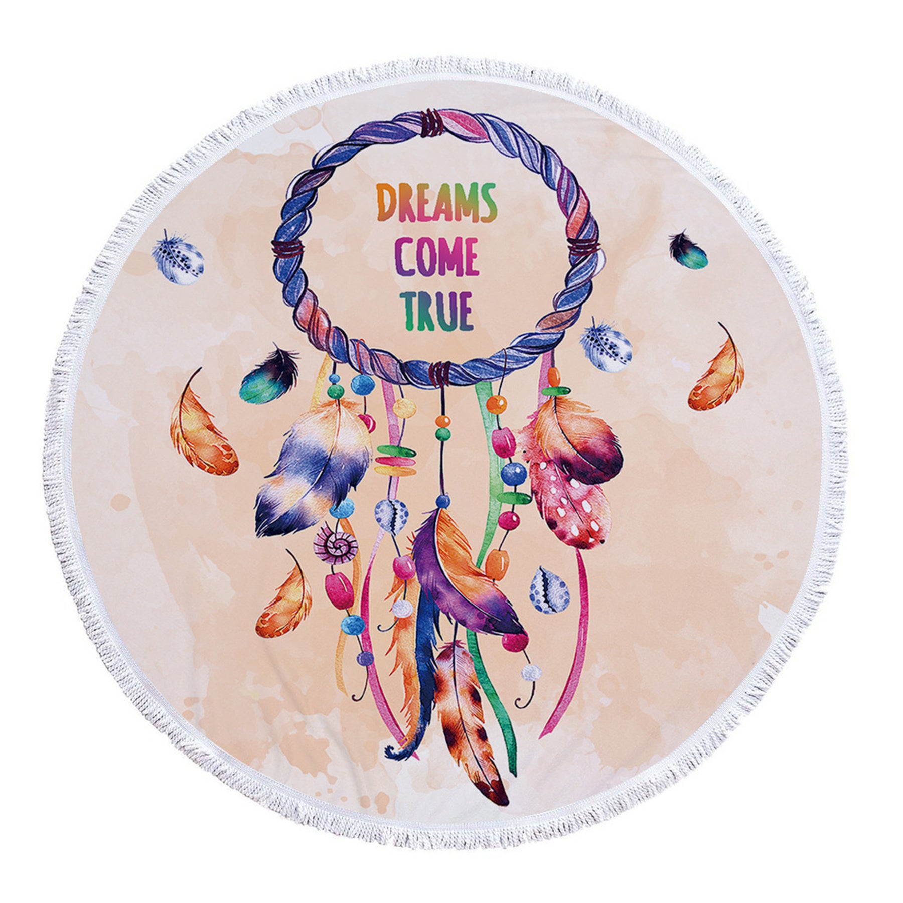 Dreamcatcher Printing Round Beach Towel With Tassels