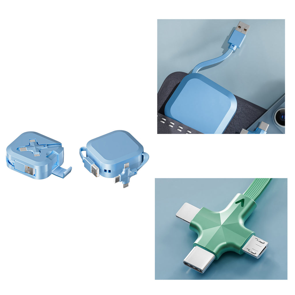 100W Stand Retractable 3-in-1 Storage Charging Cable