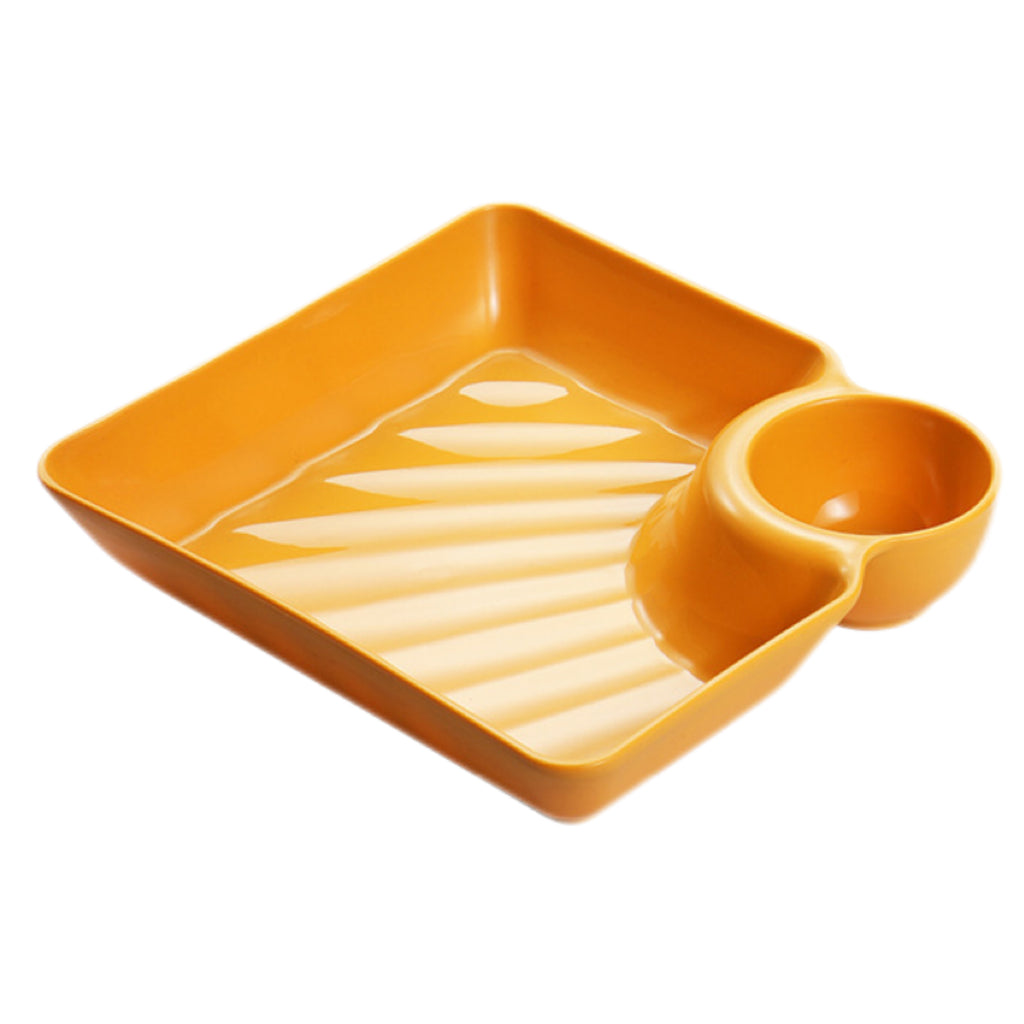 Plastic Snack Tray With Built-In Dip Bowl