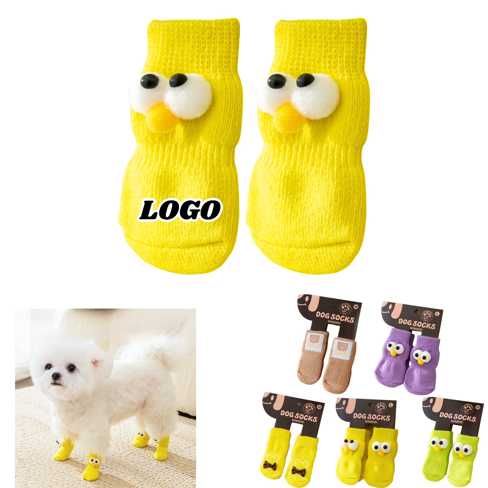 Hypoallergenic Non Slip Dog Socks With Cute Cartoon Eyes