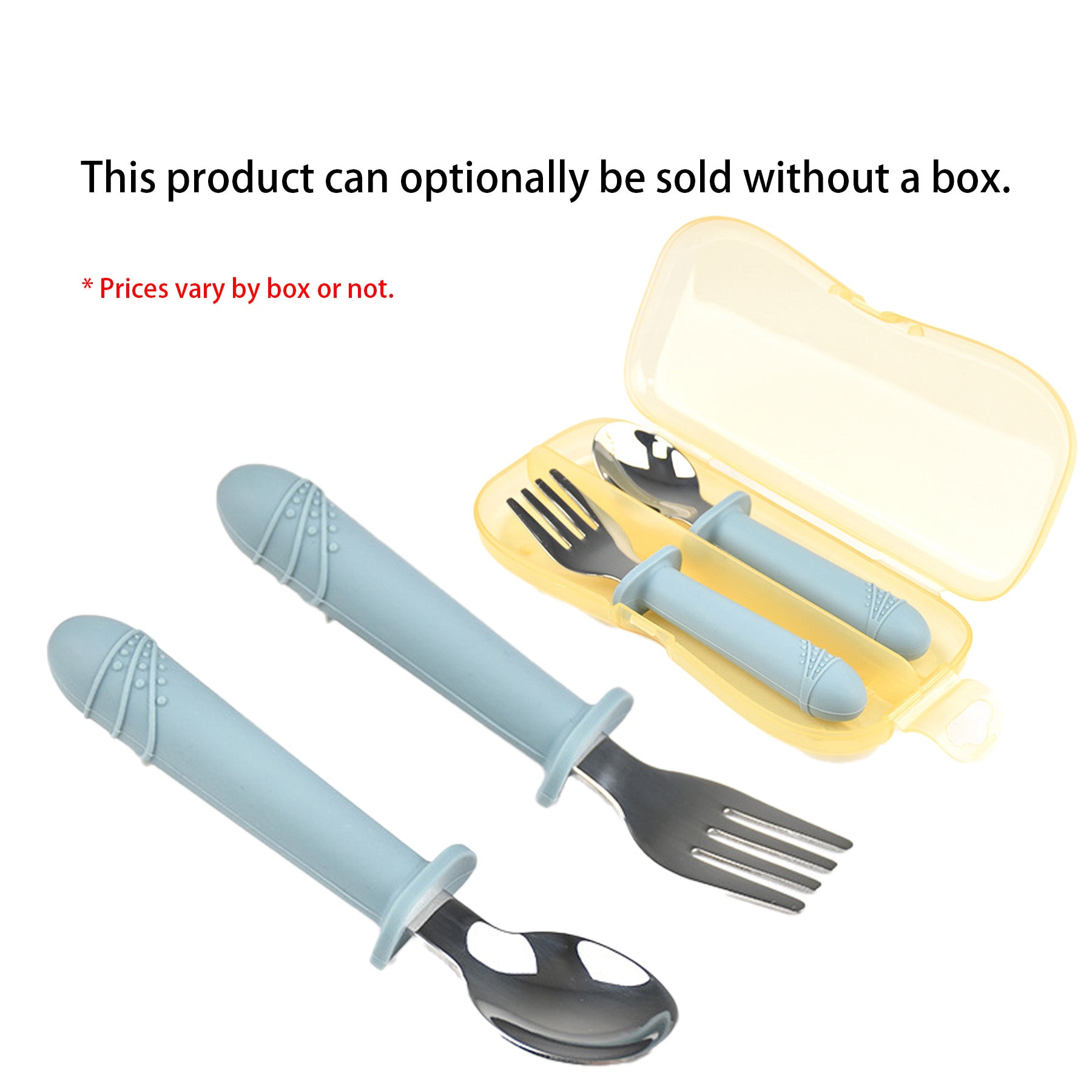 Fork And Spoon Set With Silicone Handle