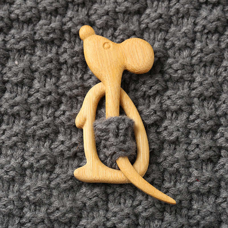 Wooden Animal - Pattern Brooch Pin Gift