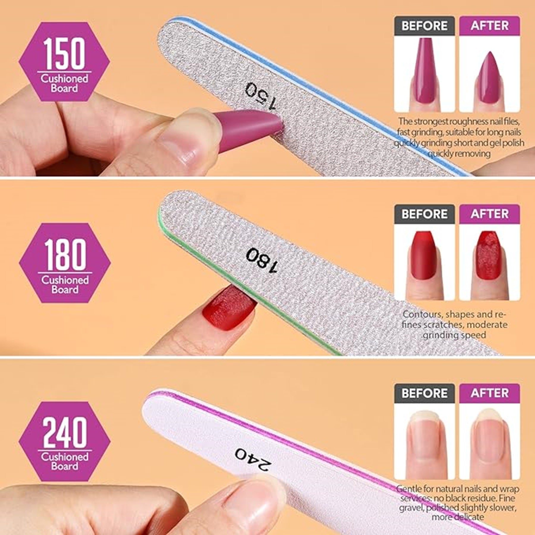 Double Sides Sponge Nail File And Buffers Of 6 pcs
