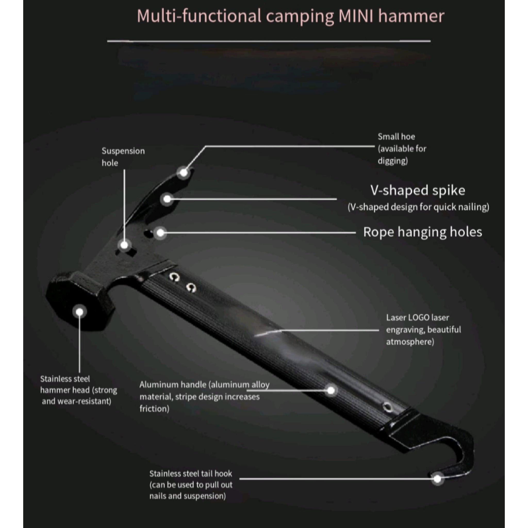Stainless Steel Tent Stake Hammer