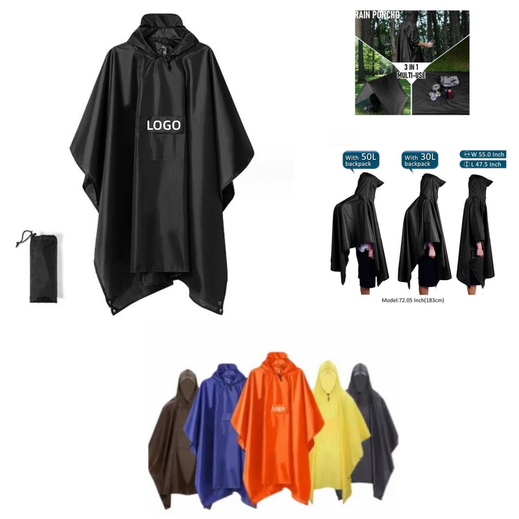 Rain Poncho 3-In-1 Hooded Raincoat