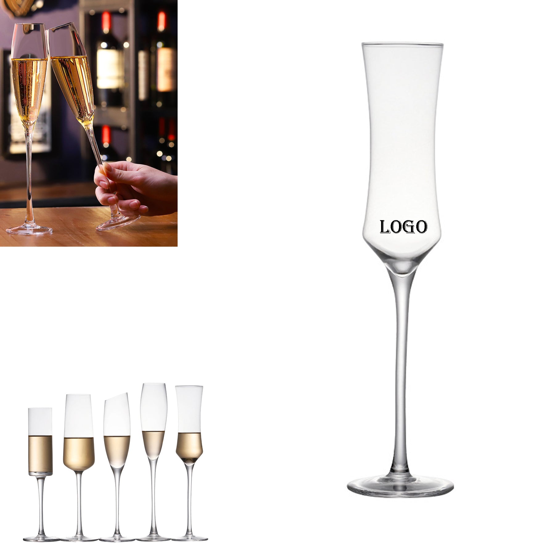 Clear Sparkling Champagne Glasses
