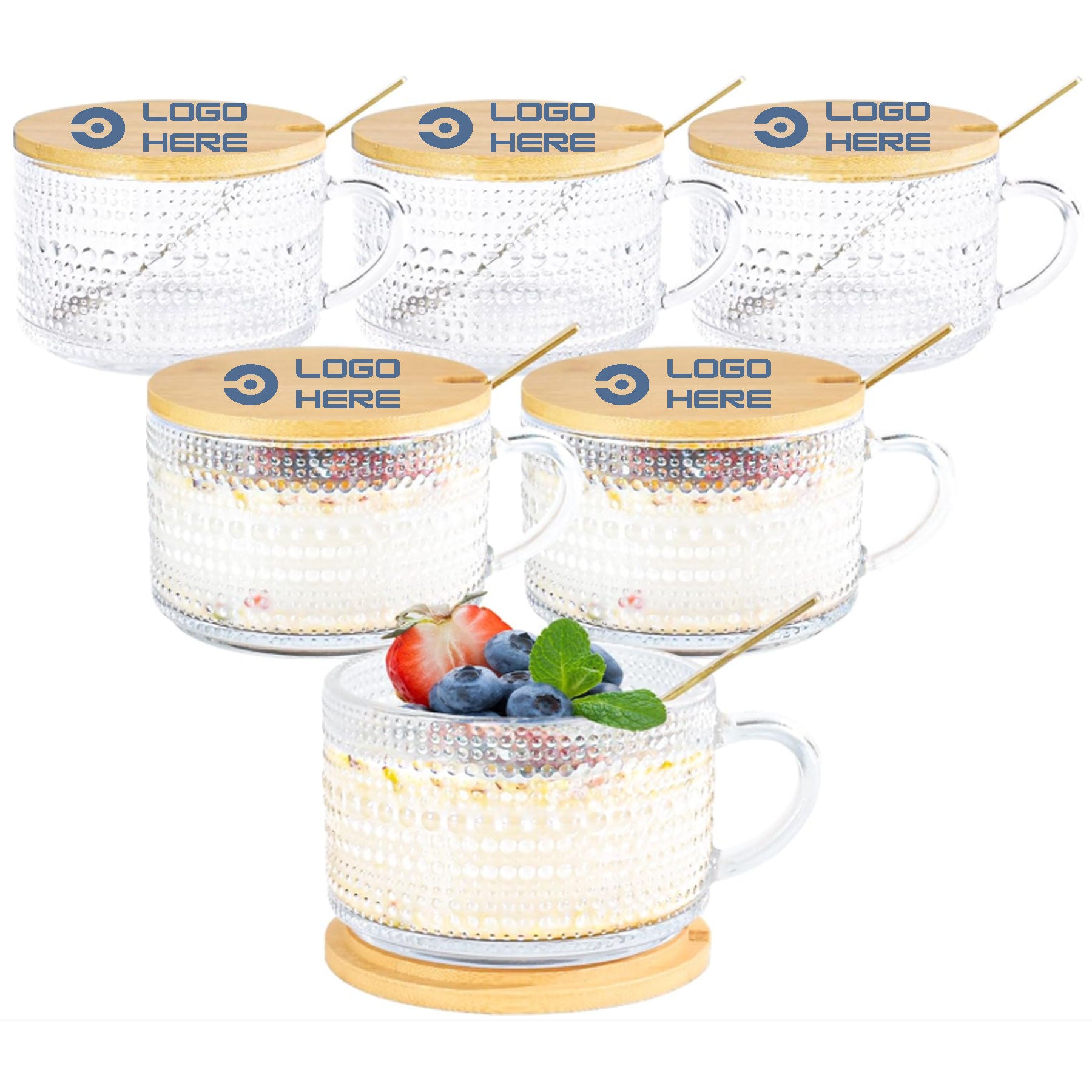 14Oz Embossed Glass Iced Coffee Mugs Cups