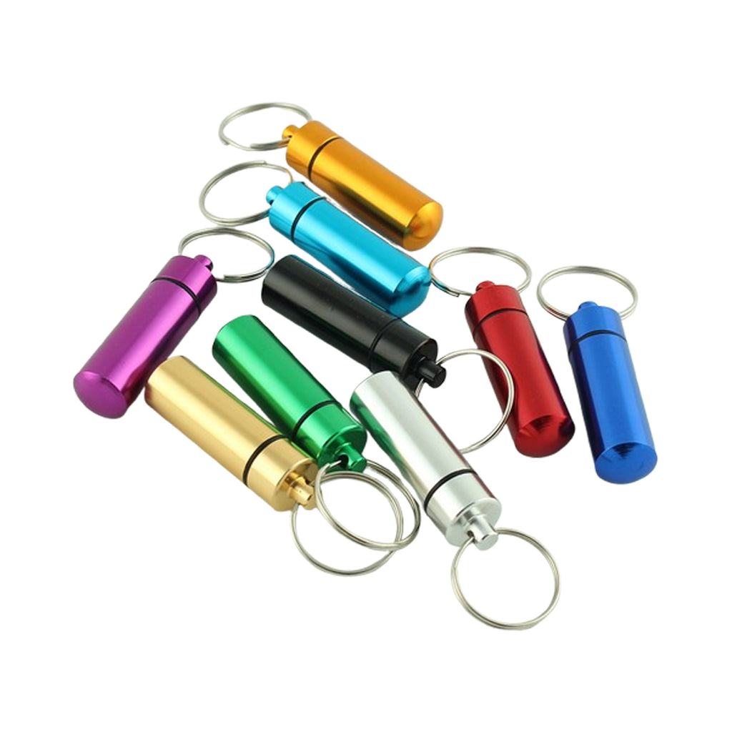Colorful Aluminum Pill Container With Key Ring