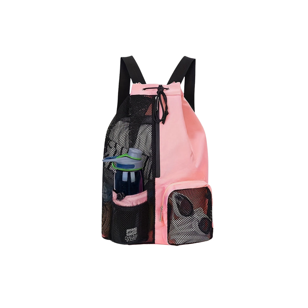 Mesh Drawstring Swim Bag With Wet Pocket For Beach
