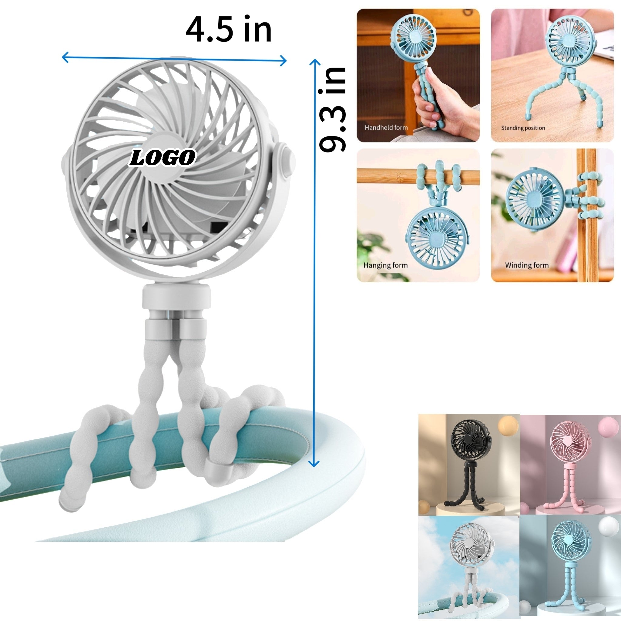 USB Charged Lithium Battery Octopus Mini Fan