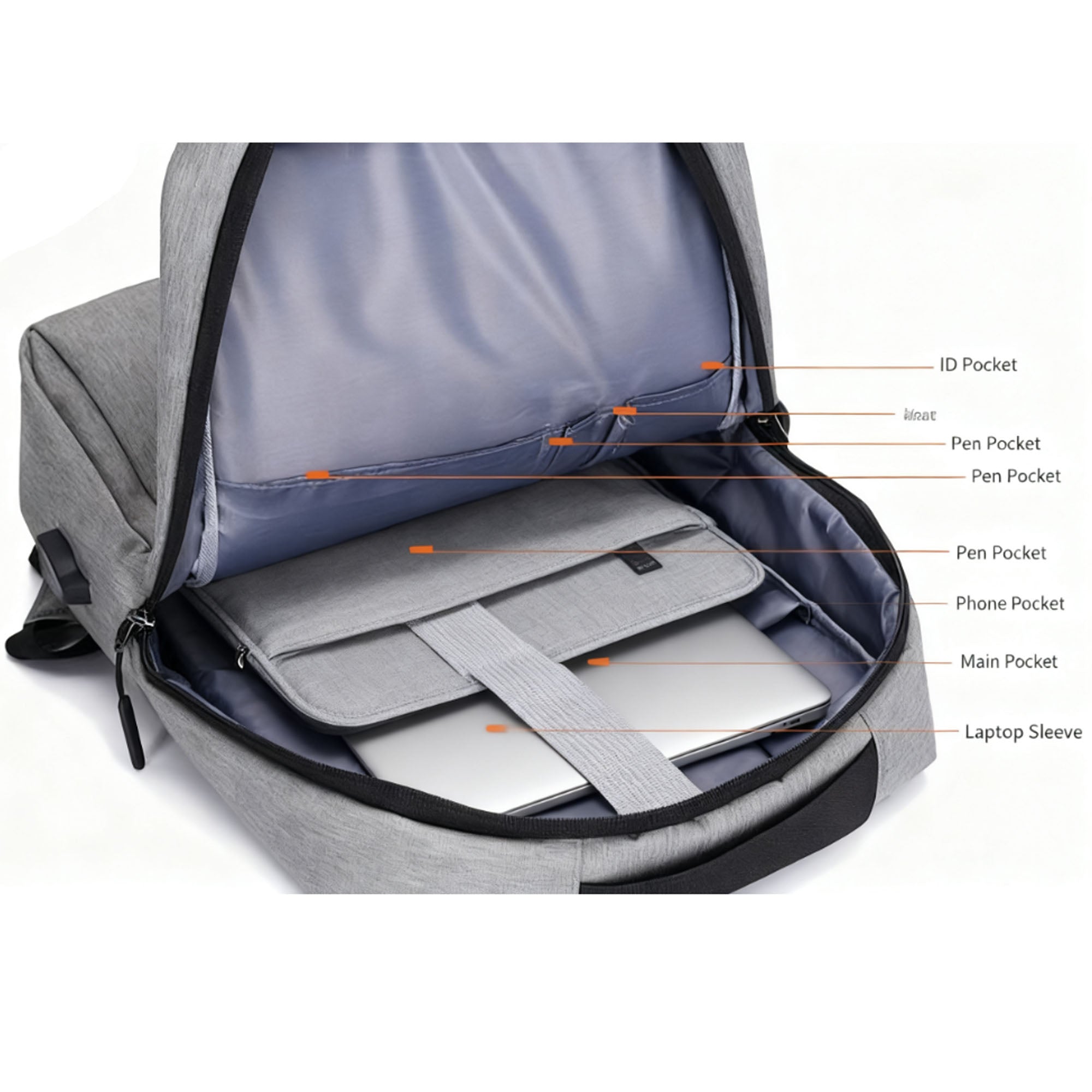 15" Polyester Casual High Tech Laptop Backpack Business Bag