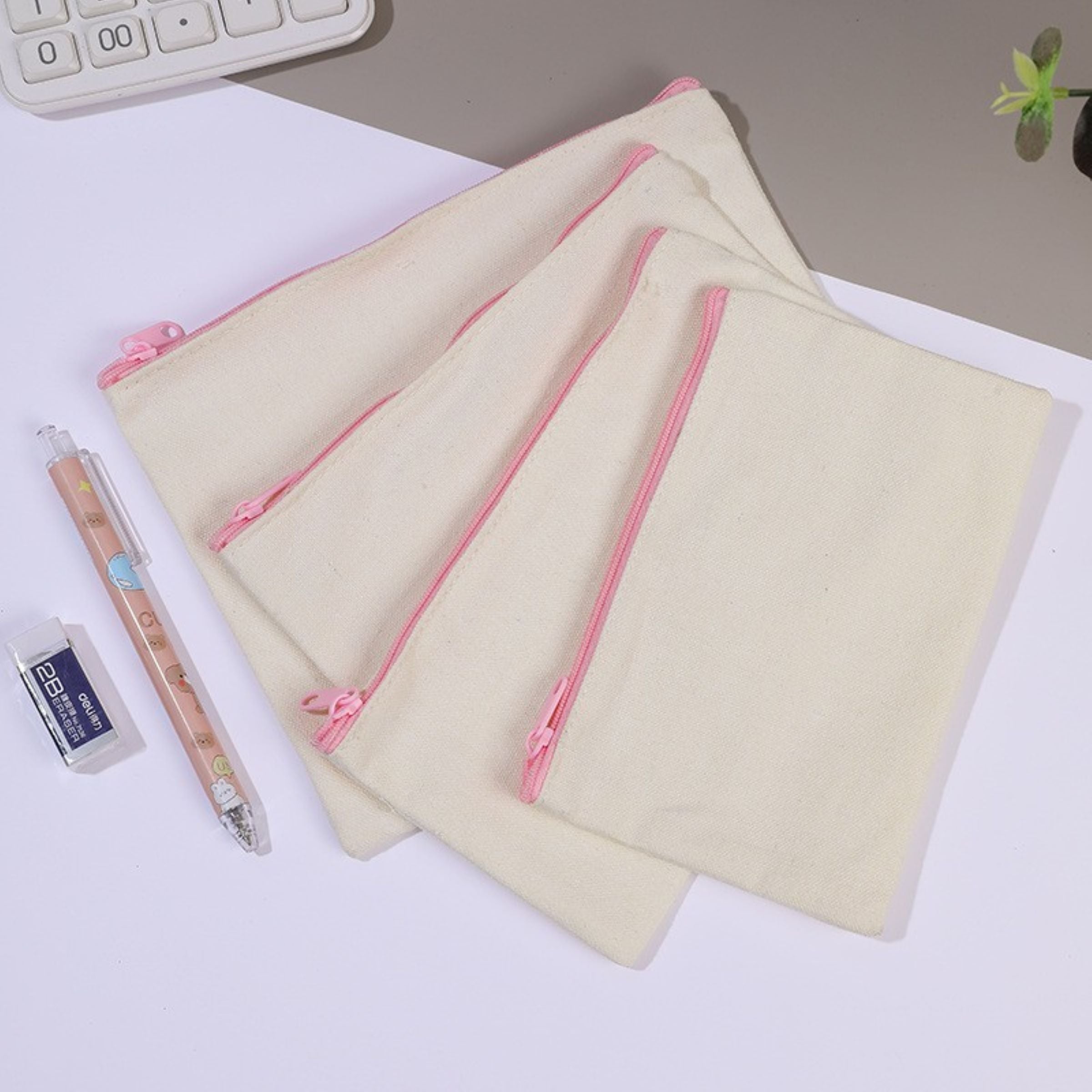 Canvas Zippered Pencil Case