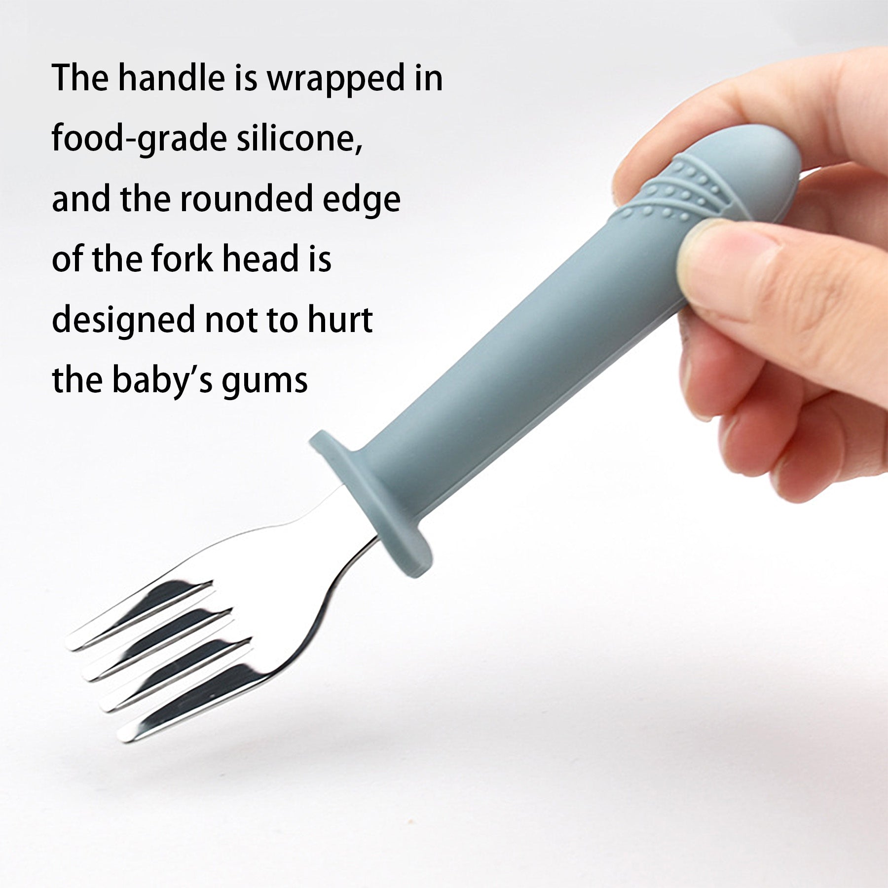 Fork And Spoon Set With Silicone Handle
