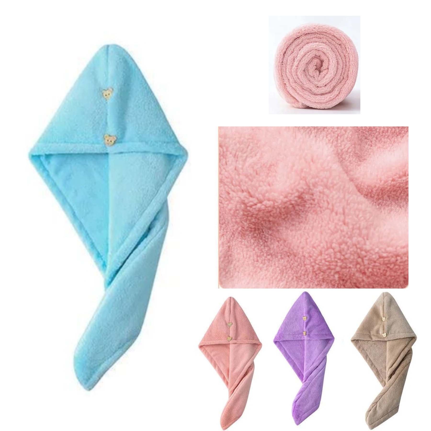 Ultra Fine Fiber Quick Drying And Super Absorbent Hair Shower Cap With Buttons