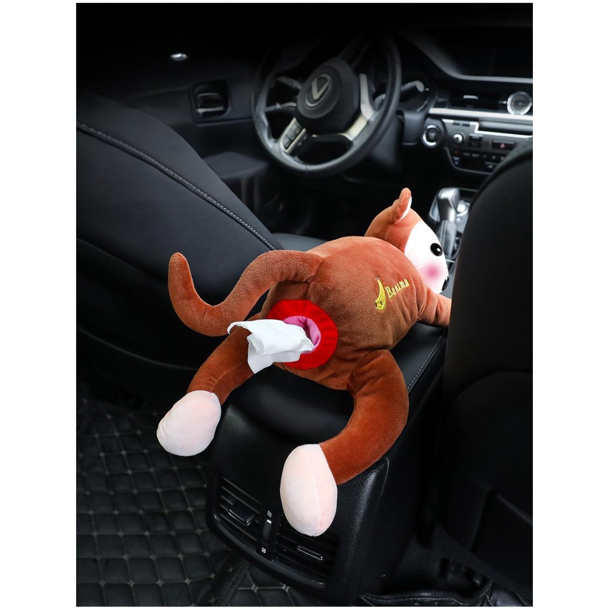 Pipi Monkey Plush In - car Tissue Box