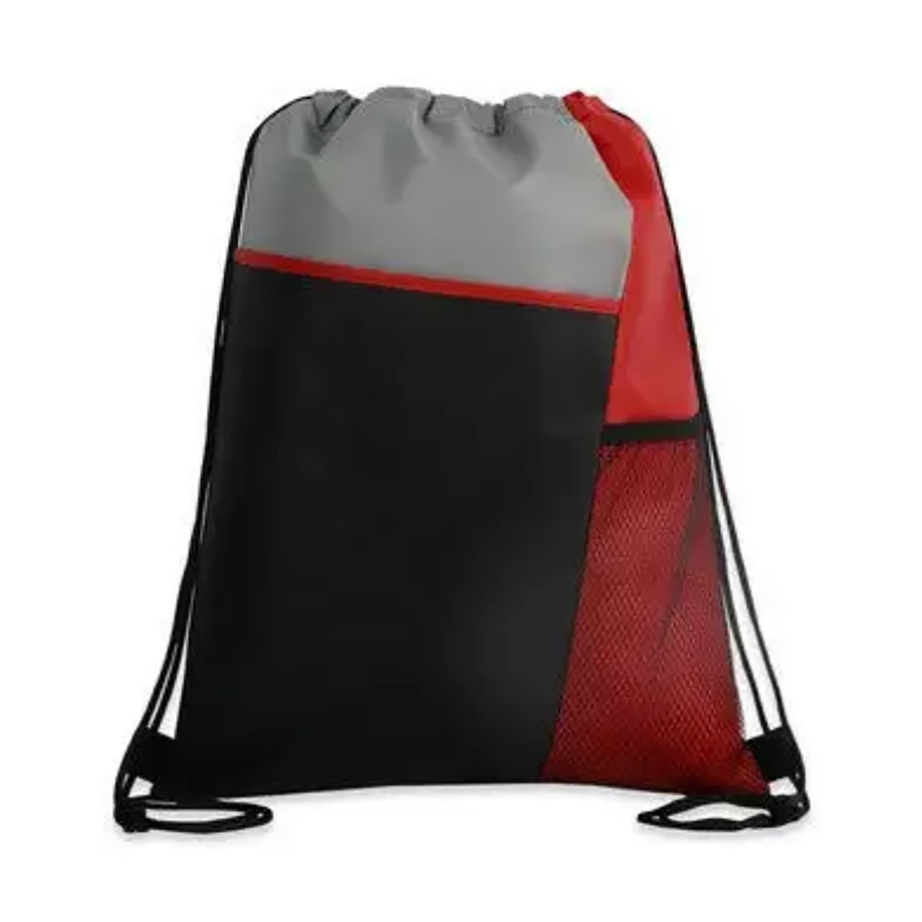 Advertising Tri-Colored Mesh Pocket Drawstring Backpack