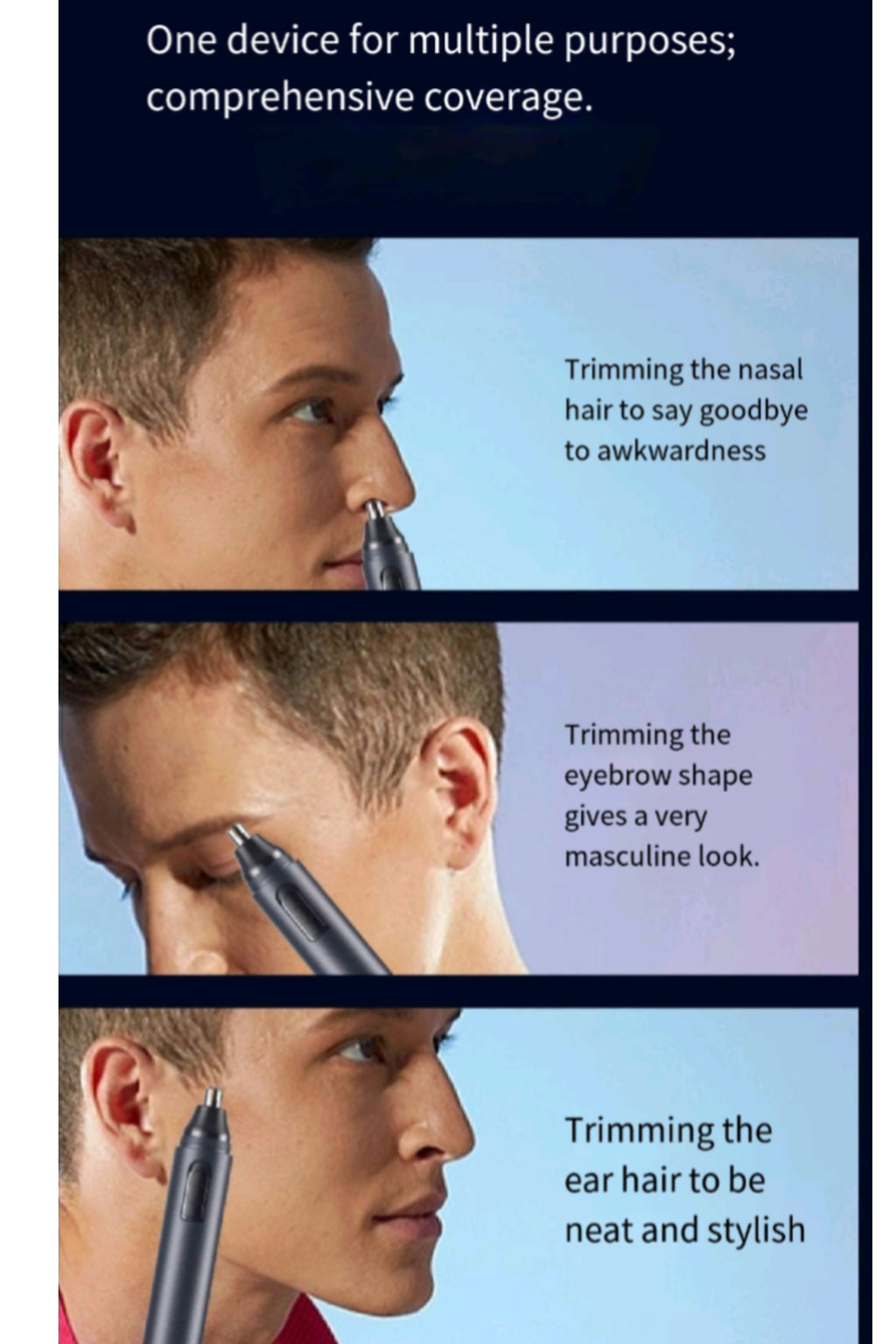 Waterproof & Painless Electric Nose Hair Trimmer For Men