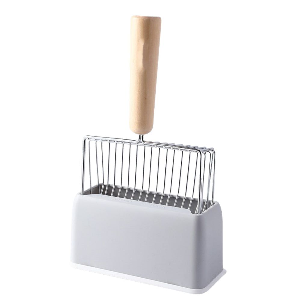 Solid Wood Cat Litter Scoop With Base