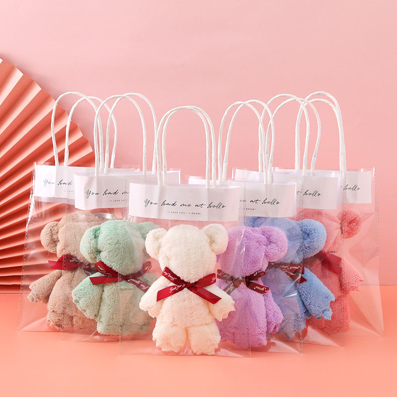 Coral Fleece Creative Bear Shaped Towel With Gift Bag