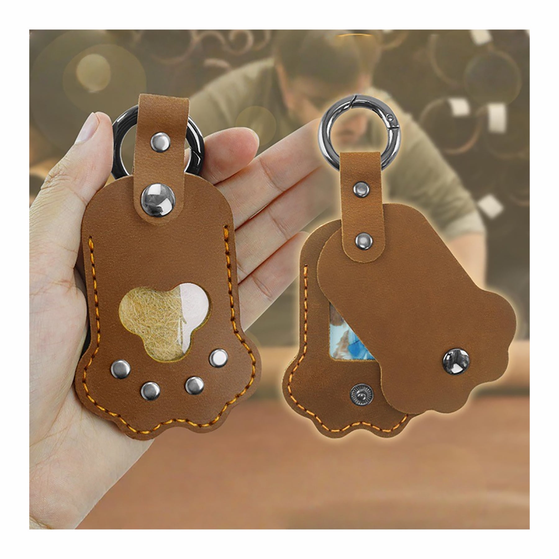 Pet Photo Leather Key Chain For Storage