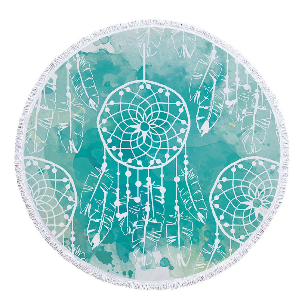 Dreamcatcher Printing Round Beach Towel With Tassels