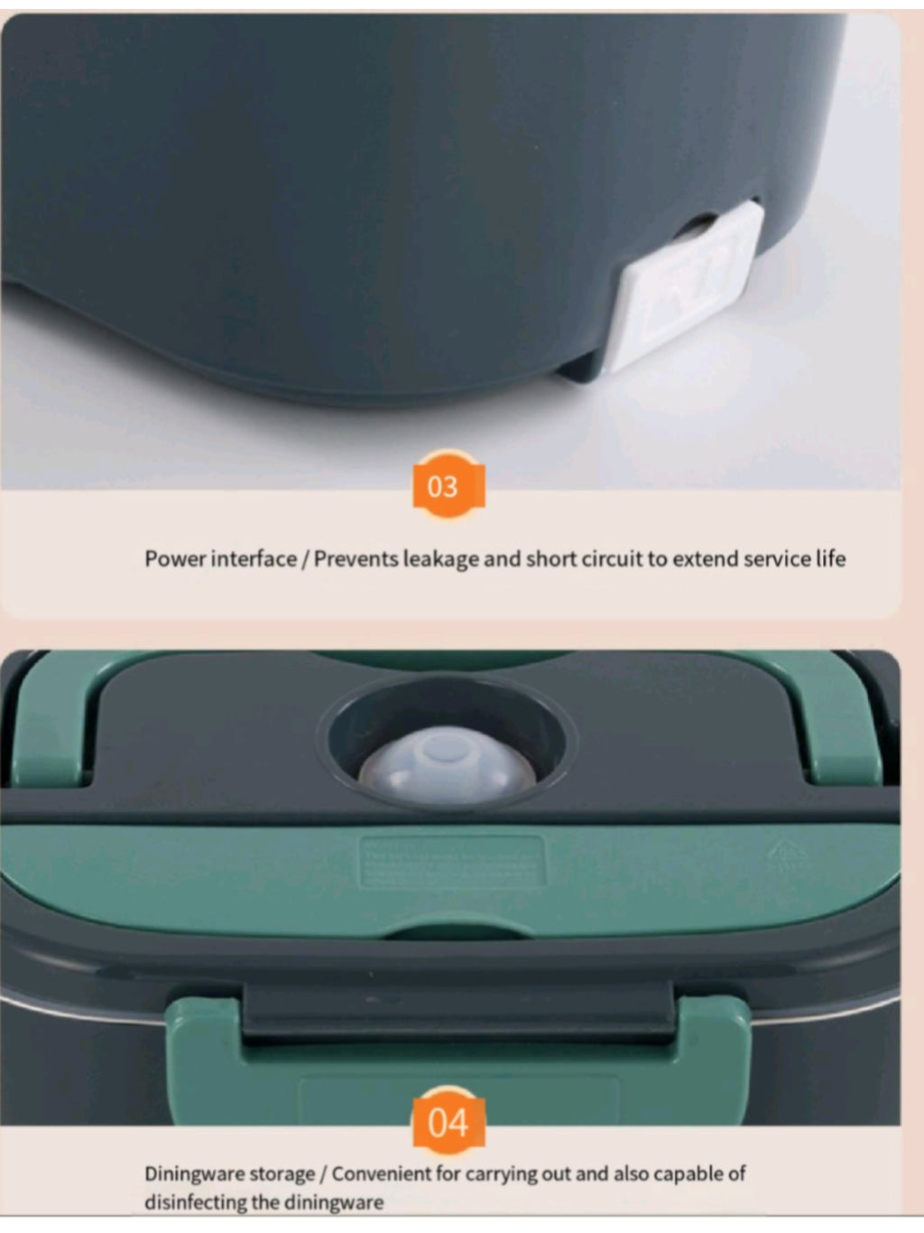 Stainless Steel Electric Lunch Box - Office Food Warmer 110V