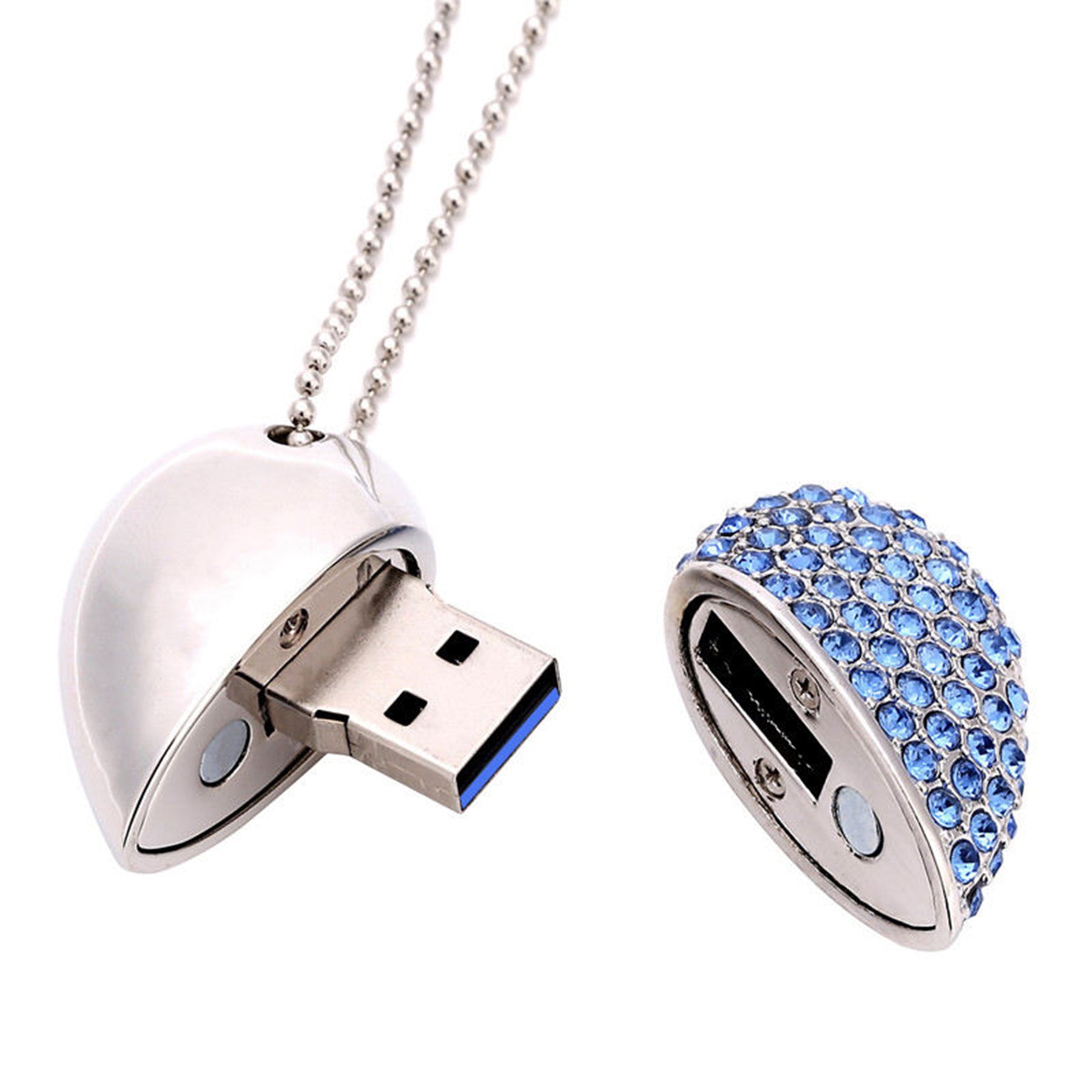 4 GB Heart Shape Crystal USB Flash Drive Necklace