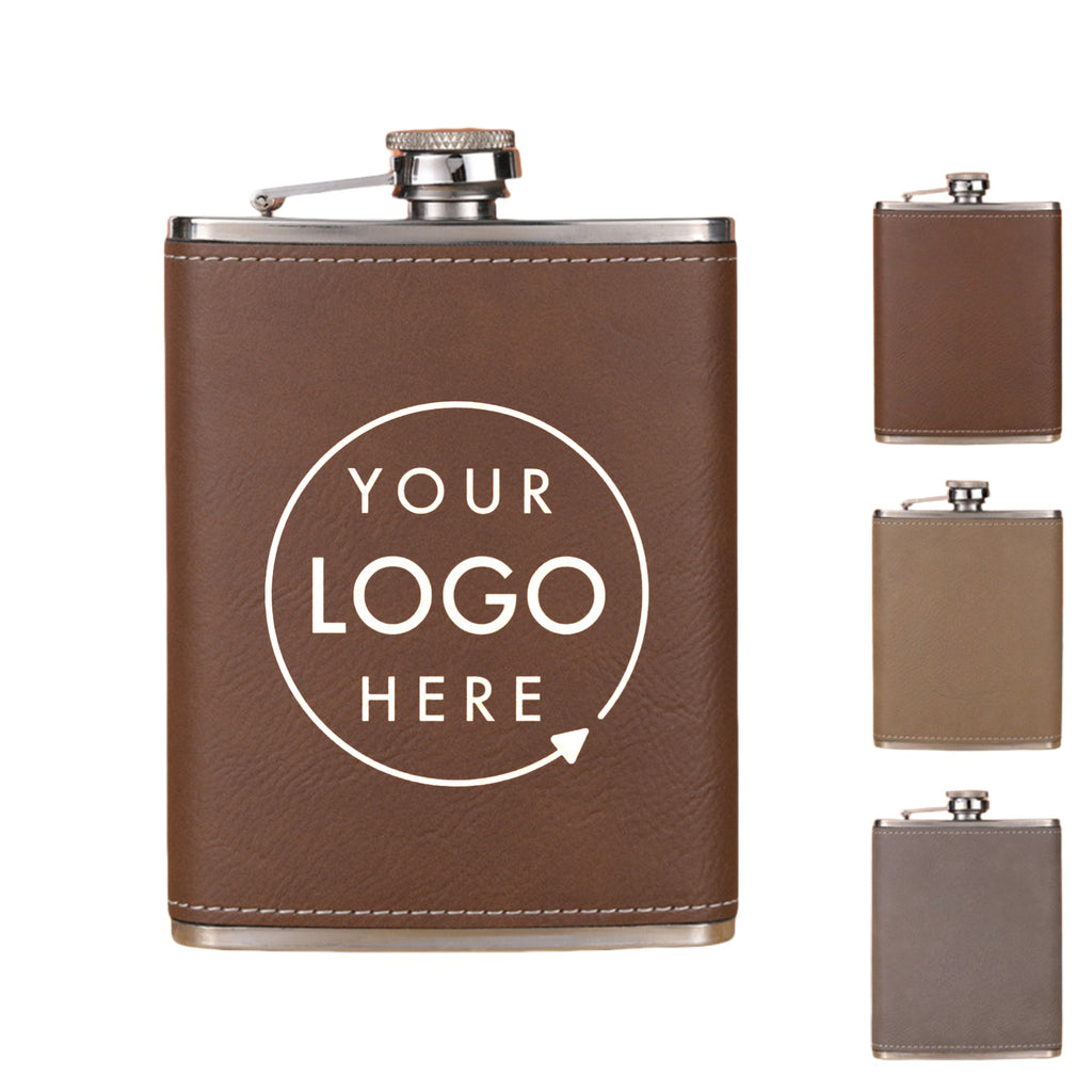 8 oz 304 Stainless Steel leather Hip Flask