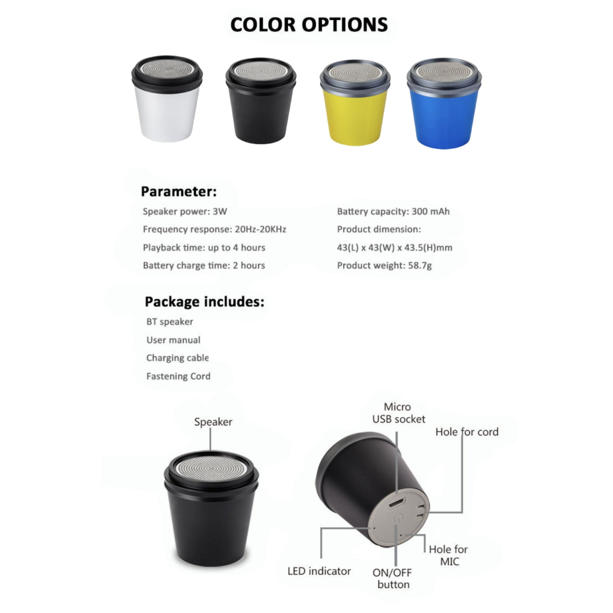 Mini Coffee Cup-Shaped Metal Bluetooth Speaker