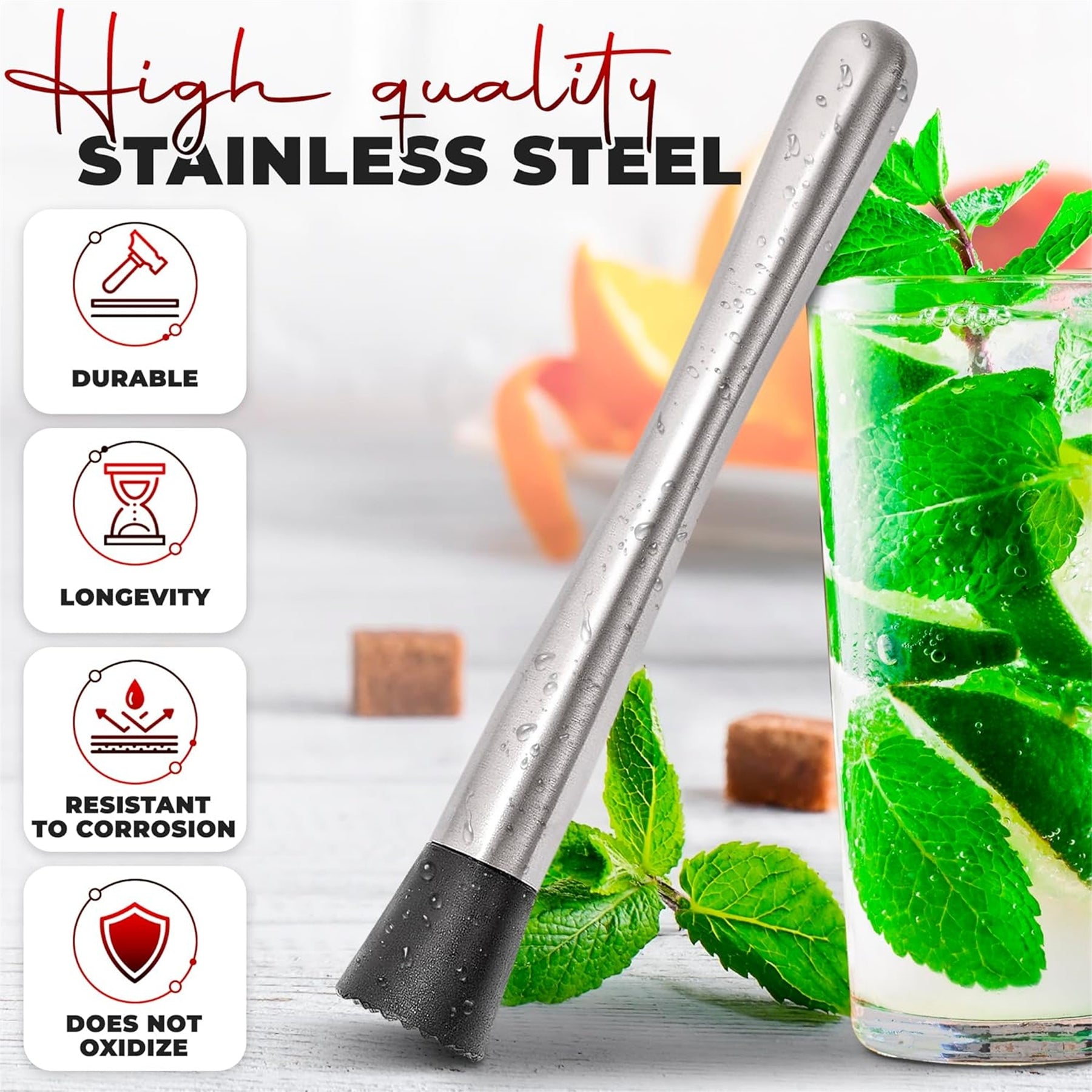 Stainless Steel Bar Muddler For Cocktails