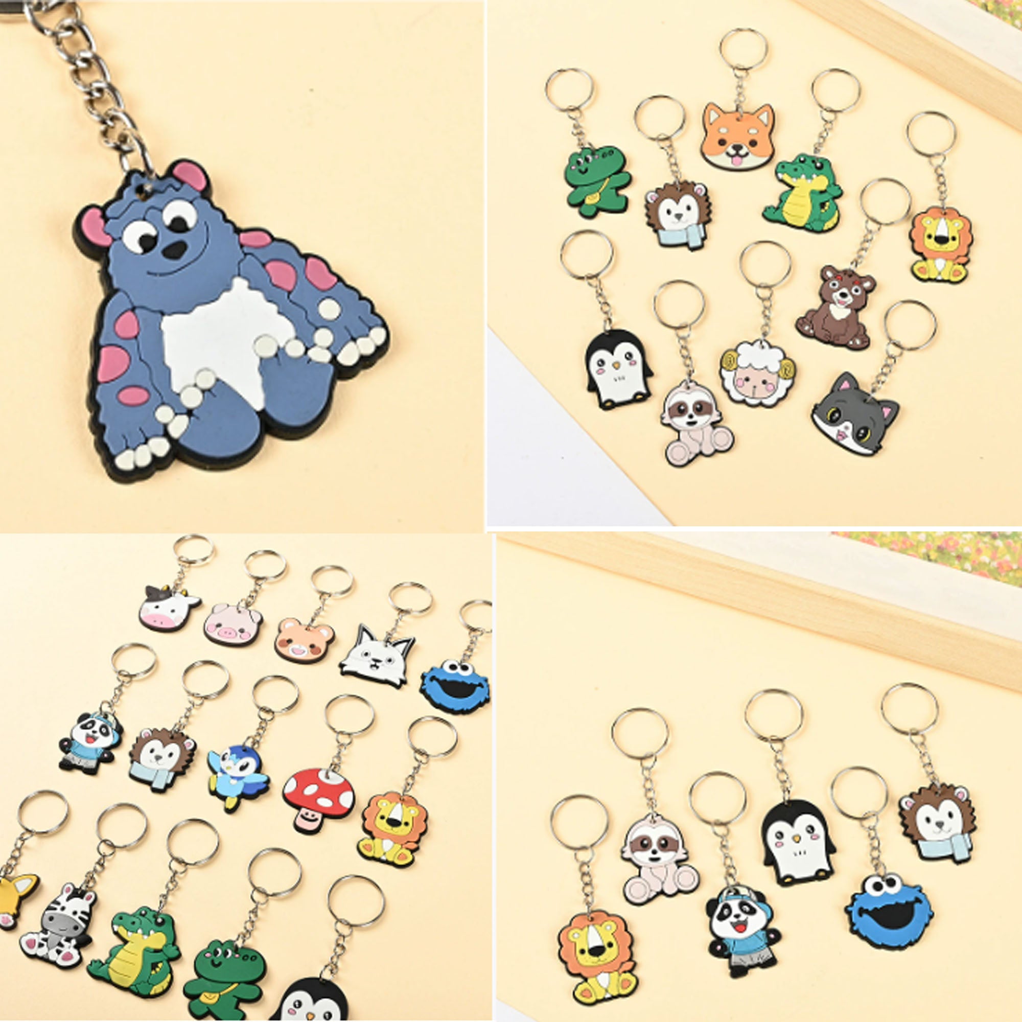 Soft PVC Keychain Colorful Animal Car Charm Bag Accessory