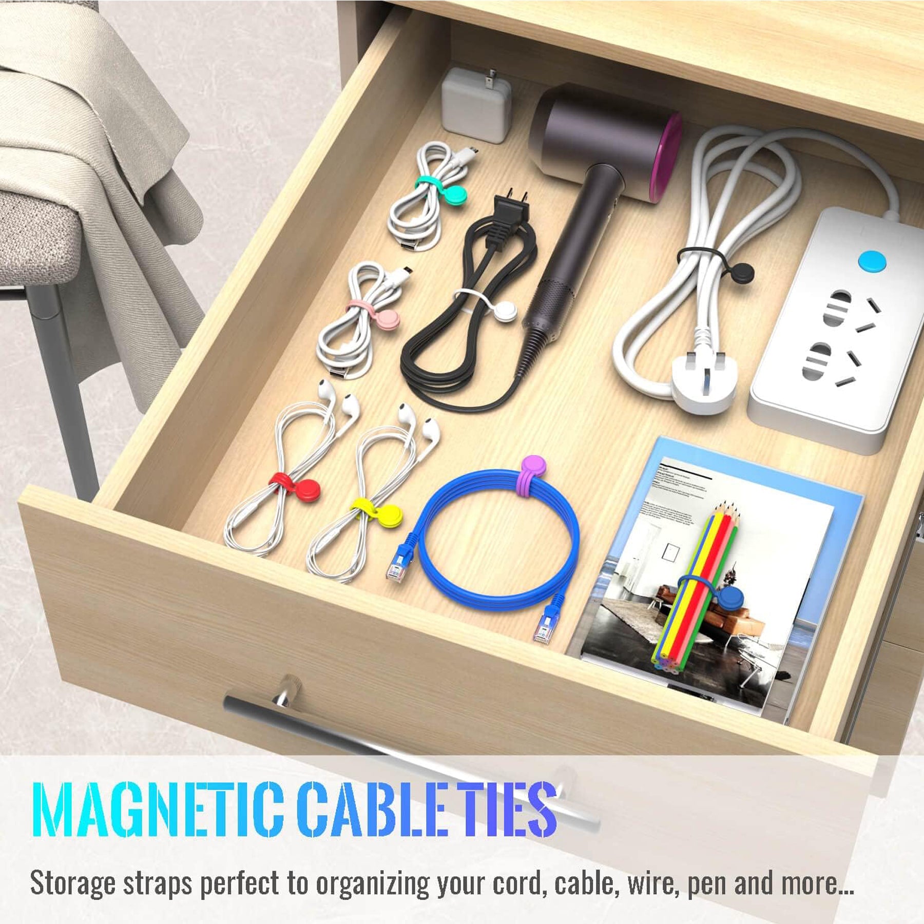 Silicone Magnetic Cord Winders Cable Ties