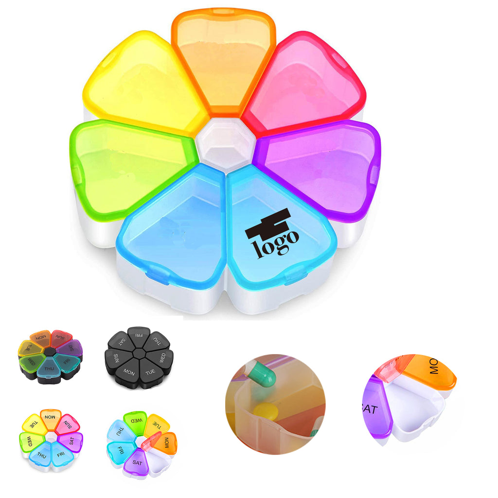 7 Grid Petal Circular Pill Storage Box Per Week