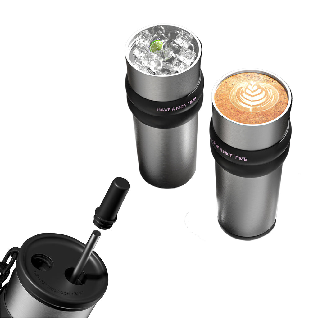 24oz Portable Thermos Cup With Straw
