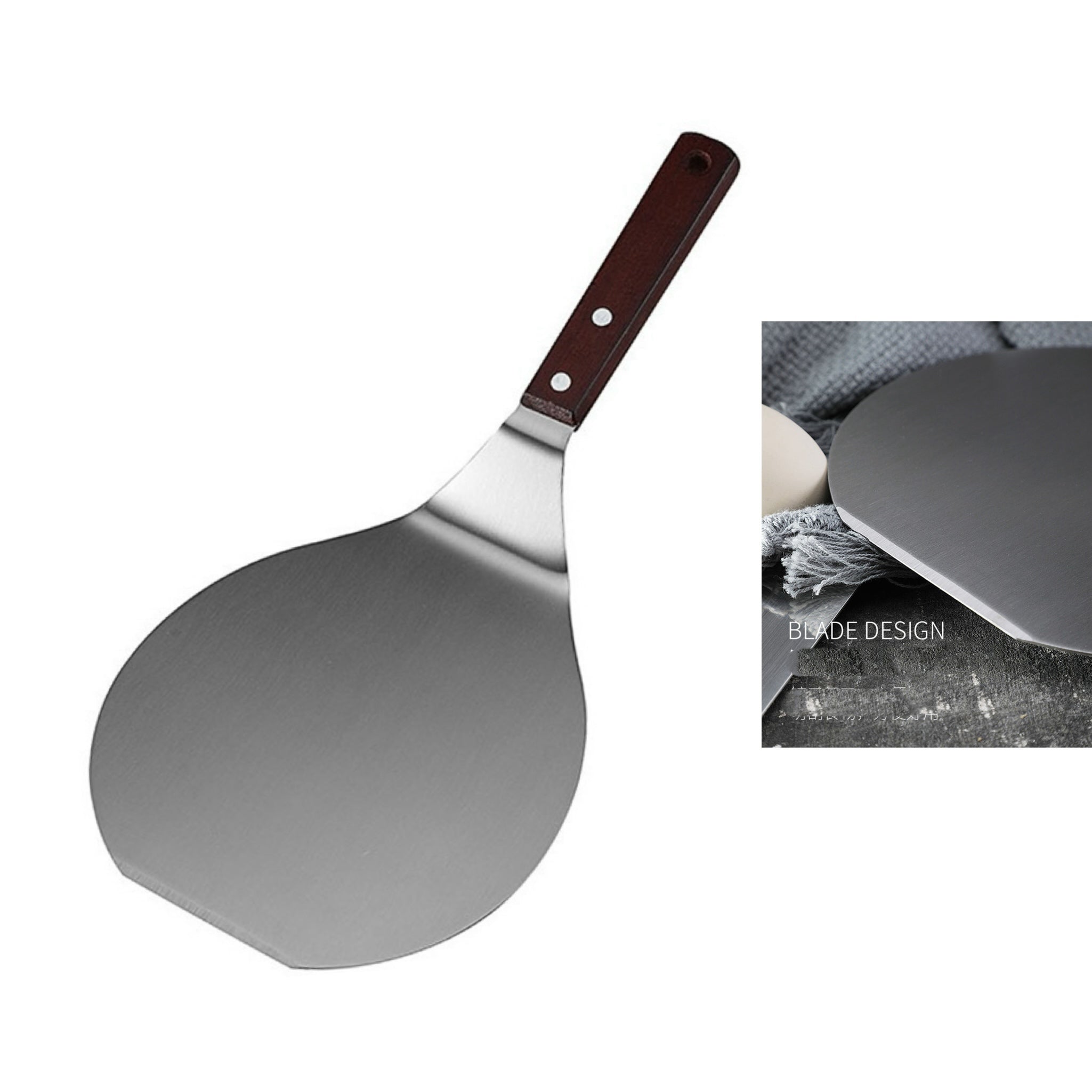 Round Wooden Handle Stainless Steel Pizza Peel