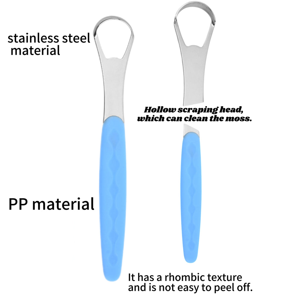 Stainless Steel Tongue Scraper with PP Grip For Oral Care