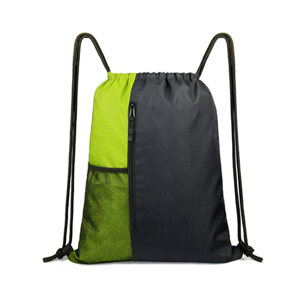 Sports Drawstring Backpack Gym Bag With Zipper And Mesh Pockets