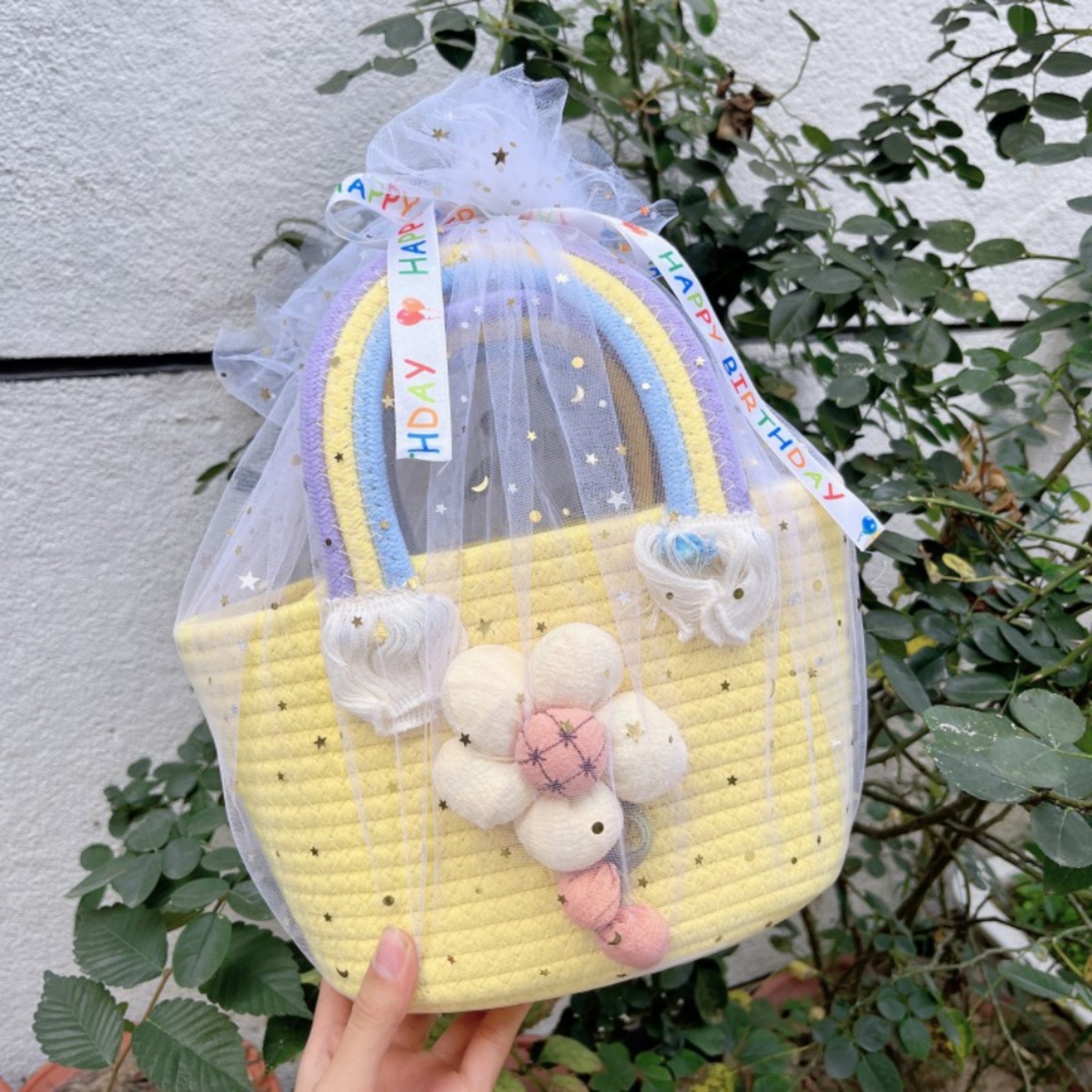 Rainbow Woven Baby Shower Keepsake Gift Basket