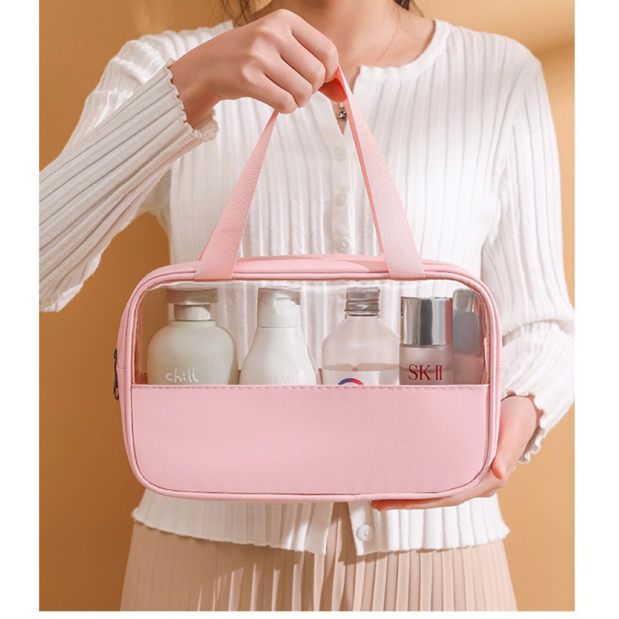 PVC Translucent Patchwork Makeup Bag