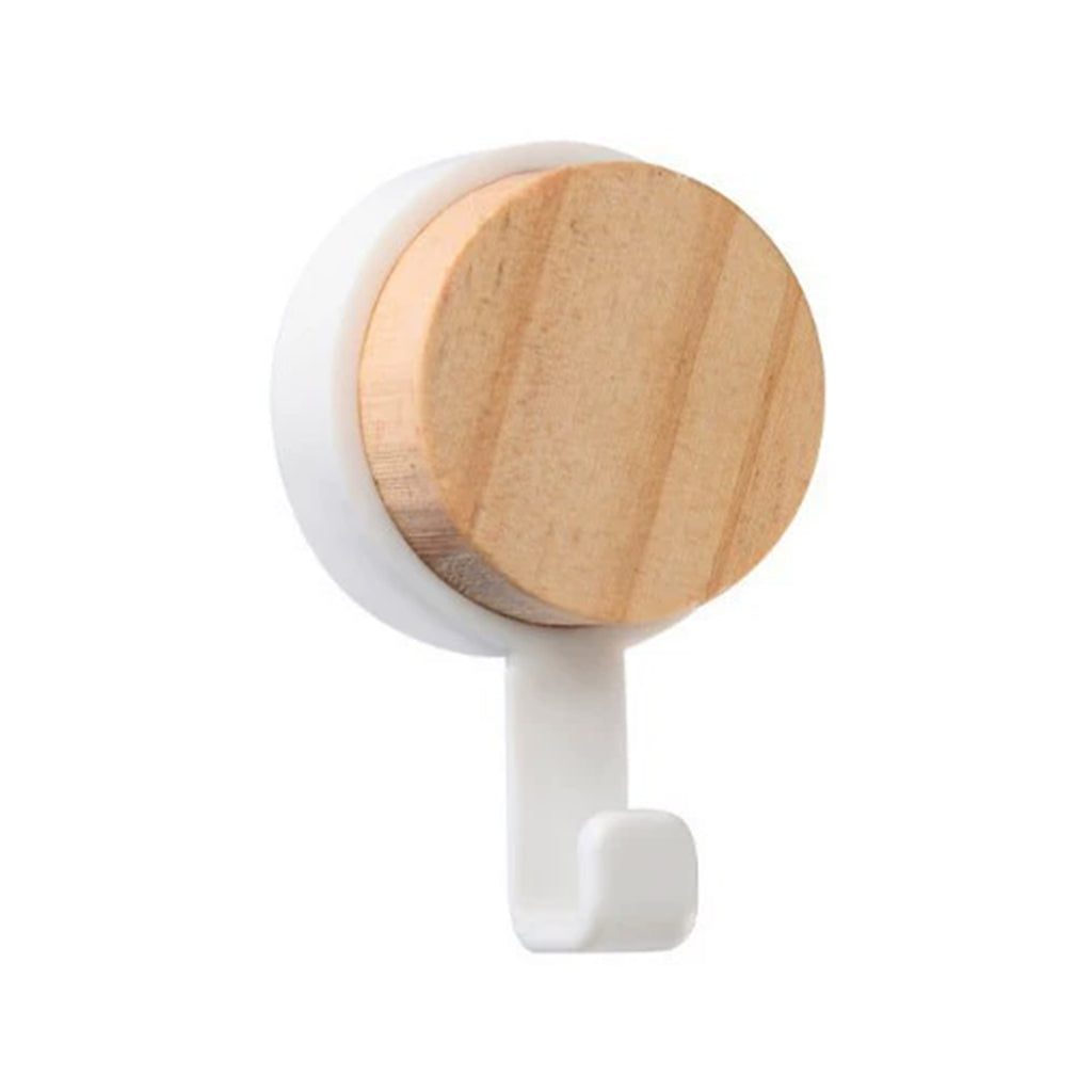 Round Wooden Self Adhesive Wall Mounted Hook