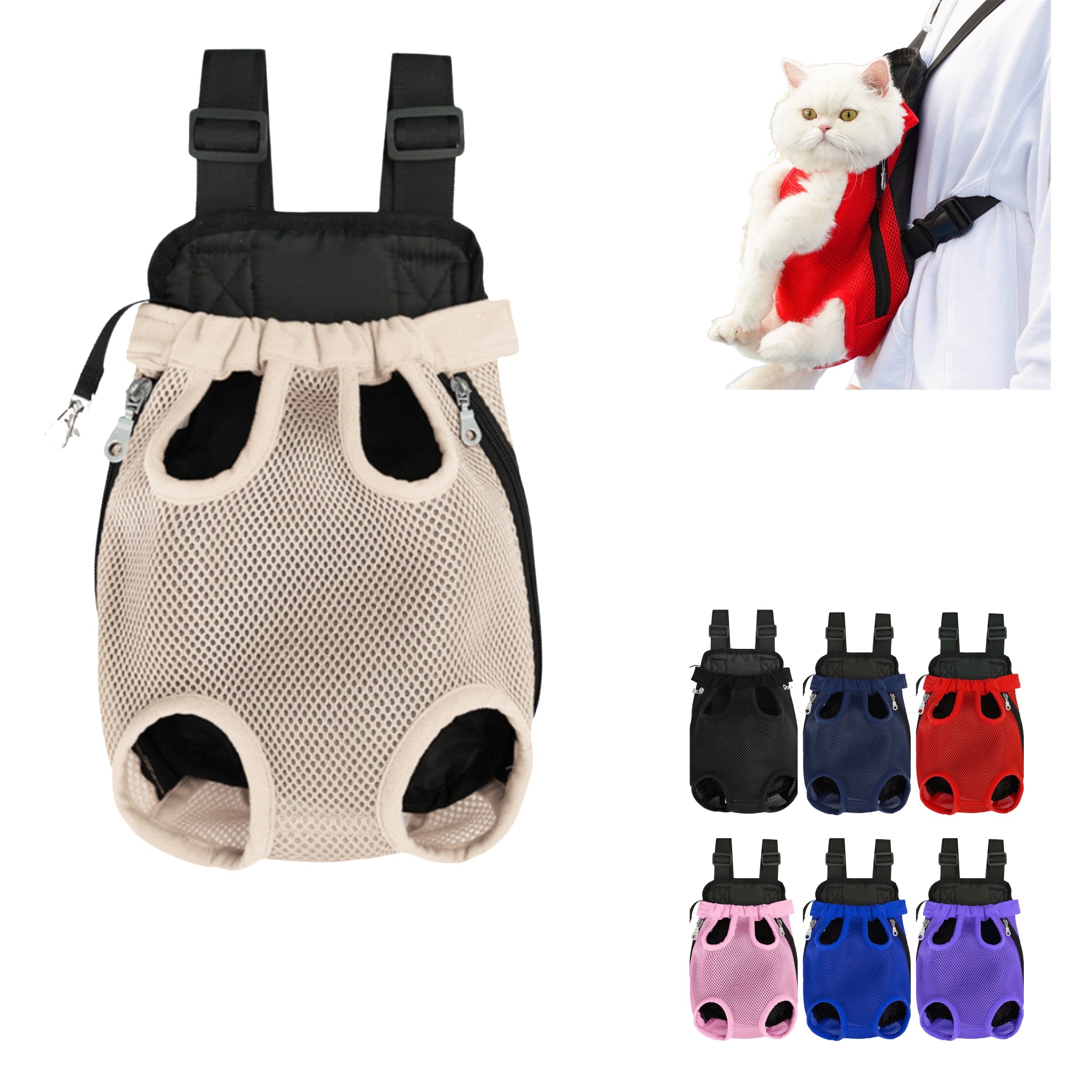 Vented Mesh Pet Carrier Backpack Front Travel Hiking Bike
