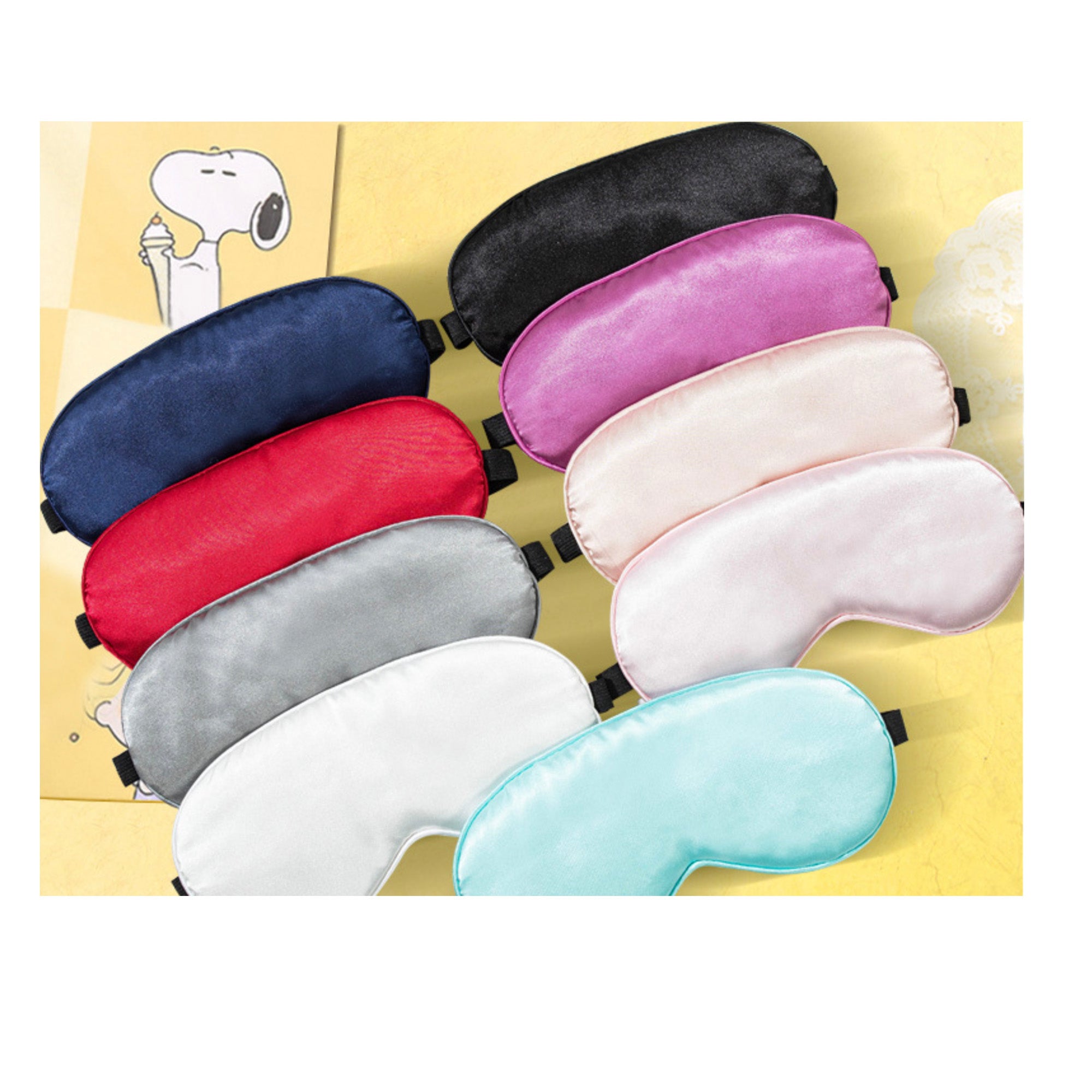 Soft Satin Blackout Sleeping Eye Mask with Adjustable Straps